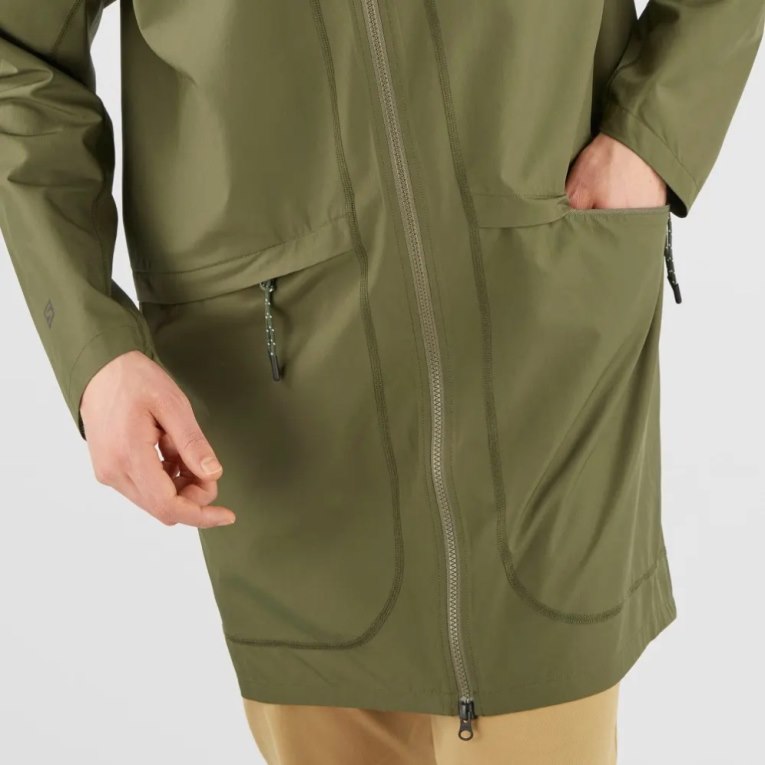 Olive Salomon Outlife Long Packable Men's Windbreaker | PH 20568A